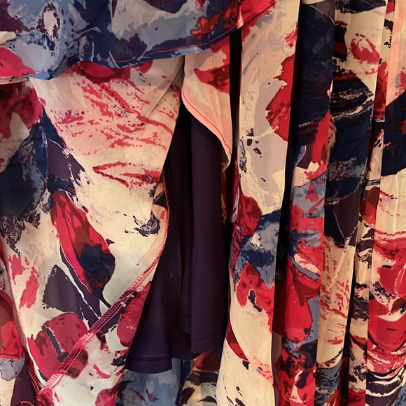 CJ Banks Chiffon Floral Pink/Purple Wrap Maxi Dress with Belt Size 1X. - Picture 4 of 12